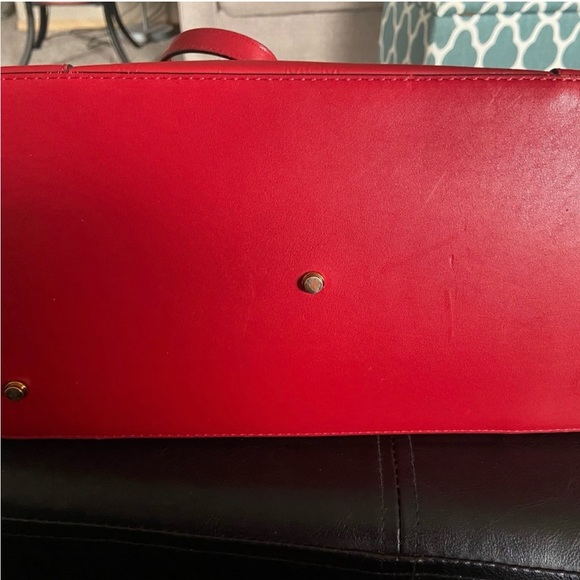 EUC MCM Studded Claudia Red Coated Canvas and Leather Tote - Picture 9 of 10